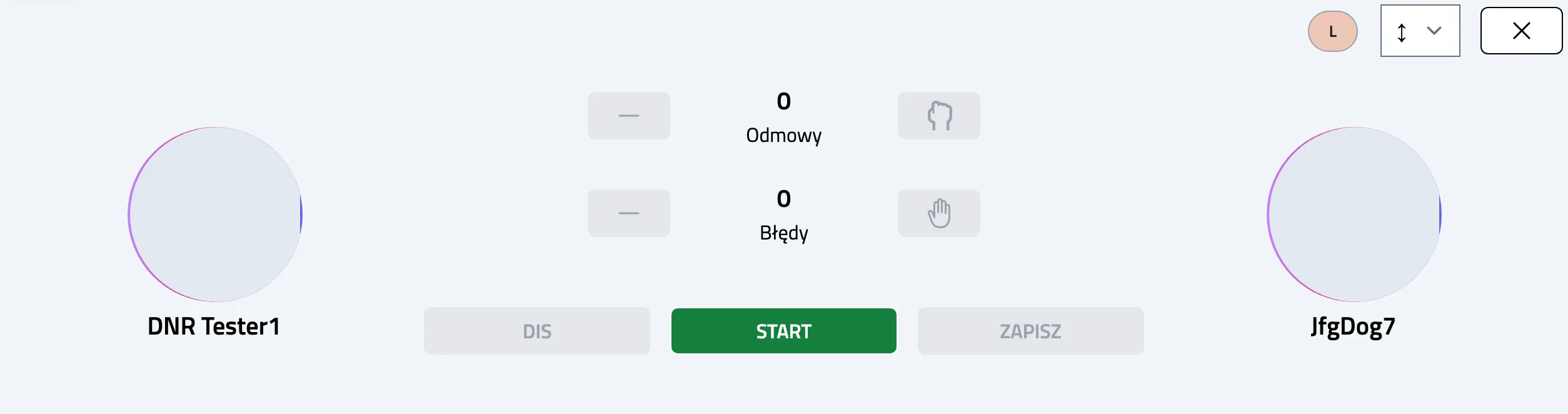 Ekran prowadzenia biegu z psem gotowym do startu